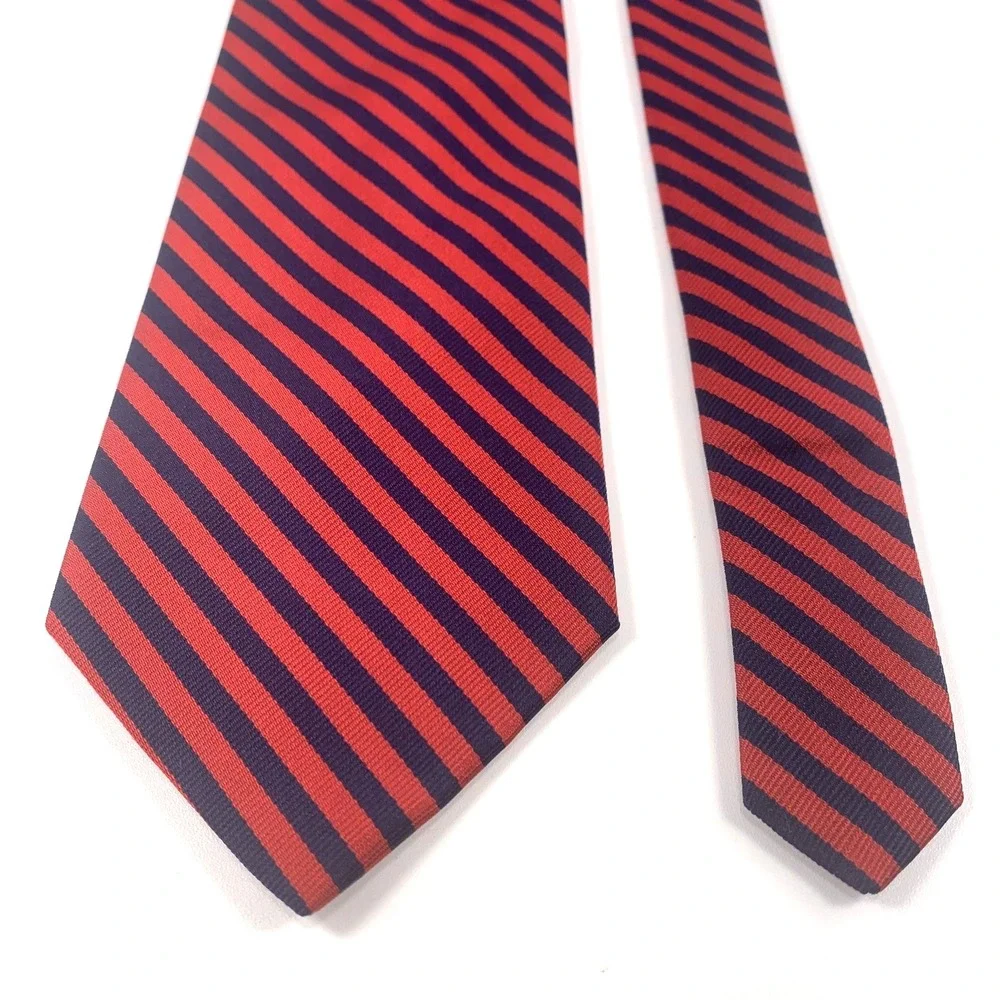 Vintage Brooks Brothers Makers Mens Tie Navy & Red Diagonal Striped Repp Silk